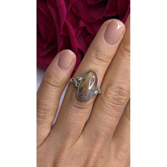 Vintage 925 Sterling Silver Moss Agate Ring Size 4.5