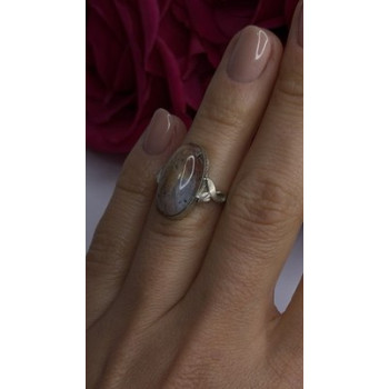 Vintage 925 Sterling Silver Moss Agate Ring Size 4.5