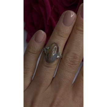 Vintage 925 Sterling Silver Moss Agate Ring Size 4.5
