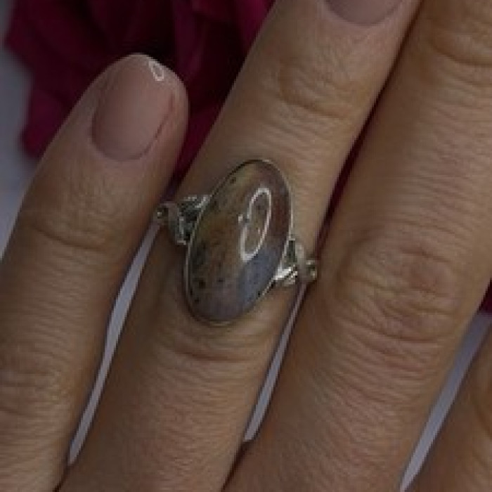 Vintage 925 Sterling Silver Moss Agate Ring Size 4.5