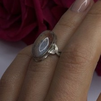 Vintage 925 Sterling Silver Moss Agate Ring Size 4.5