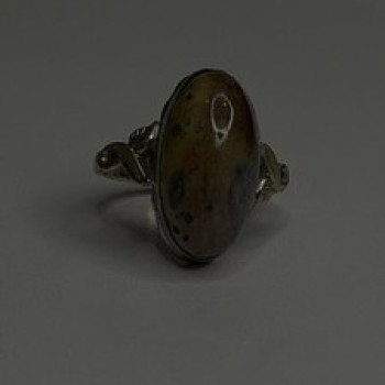 Vintage 925 Sterling Silver Moss Agate Ring Size 4.5
