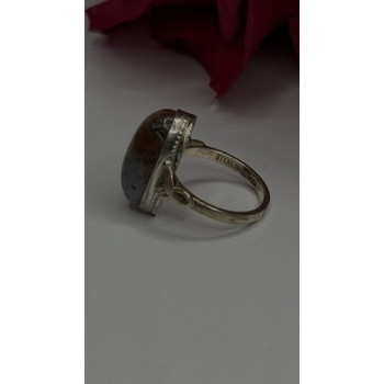 Vintage 925 Sterling Silver Moss Agate Ring Size 4.5