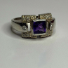 925 Sterling Silver Amethyst & Beryl Ring Size 9