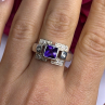925 Sterling Silver Amethyst & Beryl Ring Size 9