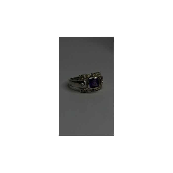 925 Sterling Silver Amethyst & Beryl Ring Size 9
