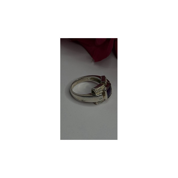 925 Sterling Silver Amethyst & Beryl Ring Size 9