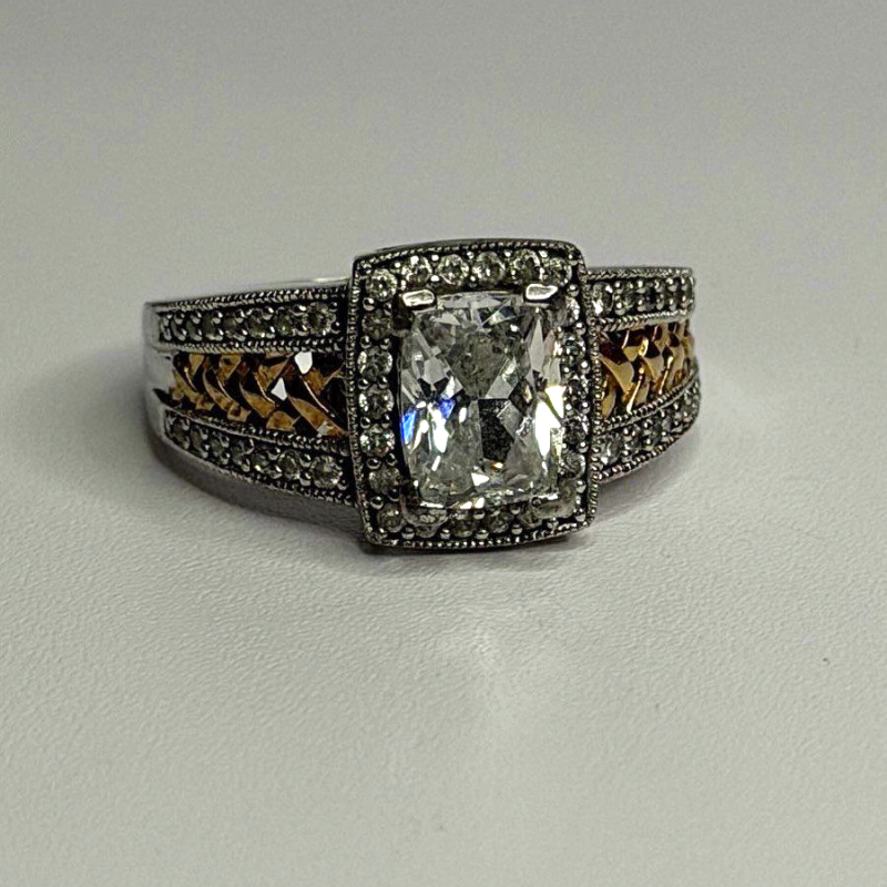 Verragio 925 Sterling Silver & Gold Plated Part Cz Ring Size 8