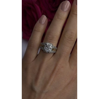 Verragio 925 Sterling Silver & Gold Plated Part Cz Ring Size 8