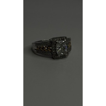Verragio 925 Sterling Silver & Gold Plated Part Cz Ring Size 8