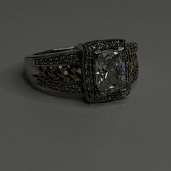 Verragio 925 Sterling Silver & Gold Plated Part Cz Ring Size 8
