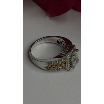 Verragio 925 Sterling Silver & Gold Plated Part Cz Ring Size 8