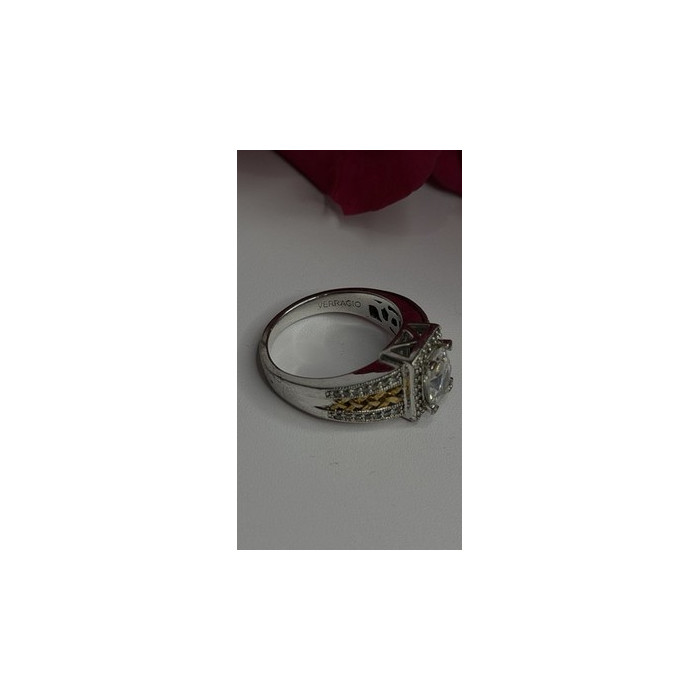 Verragio 925 Sterling Silver & Gold Plated Part Cz Ring Size 8