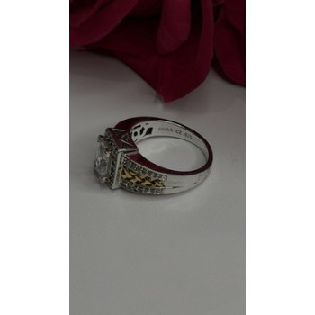 Verragio 925 Sterling Silver & Gold Plated Part Cz Ring Size 8