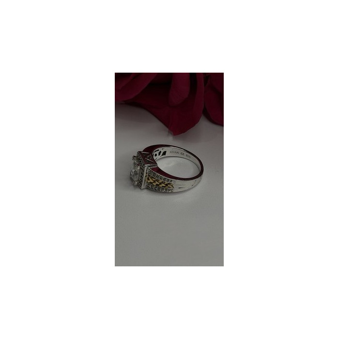 Verragio 925 Sterling Silver & Gold Plated Part Cz Ring Size 8
