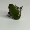925 Sterling Silver Green Jade Ring Size 8