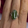 925 Sterling Silver Green Jade Ring Size 8
