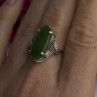925 Sterling Silver Green Jade Ring Size 8