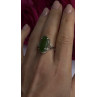 925 Sterling Silver Green Jade Ring Size 8