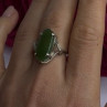 925 Sterling Silver Green Jade Ring Size 8
