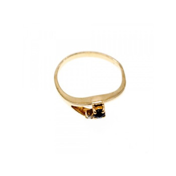 10K YELLOW GOLD SAPPHIRE & DIAMOND RING SIZE 7