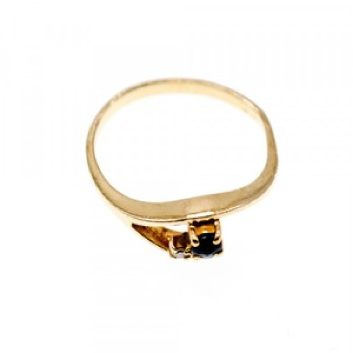 10K Yellow Gold Sapphire & Diamond Ring Size 7