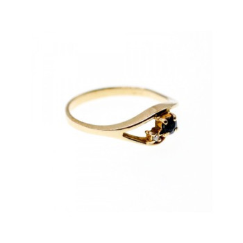 10K YELLOW GOLD SAPPHIRE & DIAMOND RING SIZE 7