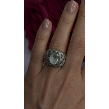 925 Sterling Silver Prasiolite & Green Peridot Ring Size 6