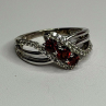 925 Sterling Silver Garnet & Beryl Ring Size 7
