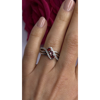 925 Sterling Silver Garnet & Beryl Ring Size 7