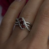 925 Sterling Silver Garnet & Beryl Ring Size 7