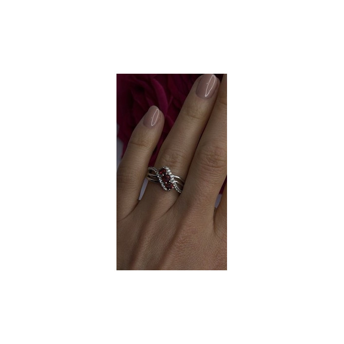 925 Sterling Silver Garnet & Beryl Ring Size 7