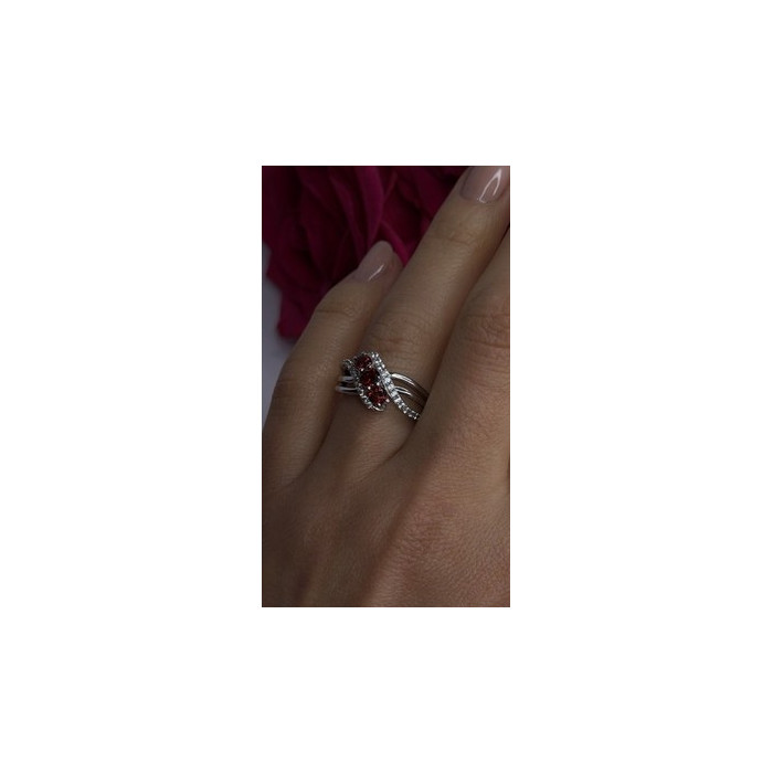 925 Sterling Silver Garnet & Beryl Ring Size 7