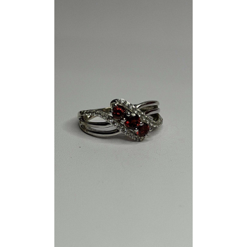 925 Sterling Silver Garnet & Beryl Ring Size 7
