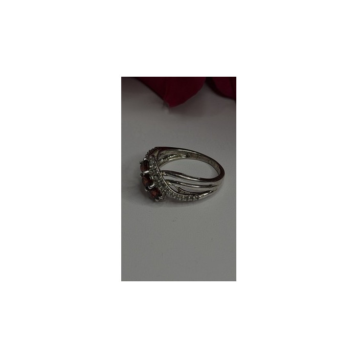 925 Sterling Silver Garnet & Beryl Ring Size 7