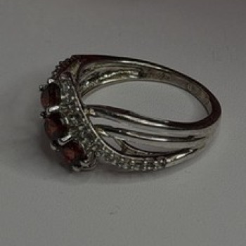925 Sterling Silver Garnet & Beryl Ring Size 7