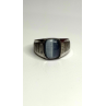 Men's 925 Sterling Silver Simulated cats Eye & Diamonds Ring Size 10