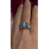 Men's 925 Sterling Silver Simulated cats Eye & Diamonds Ring Size 10