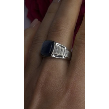 Men's 925 Sterling Silver Simulated cats Eye & Diamonds Ring Size 10