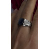Men's 925 Sterling Silver Simulated cats Eye & Diamonds Ring Size 10