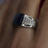 Men's 925 Sterling Silver Simulated cats Eye & Diamonds Ring Size 10