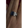 Men's 925 Sterling Silver Simulated cats Eye & Diamonds Ring Size 10