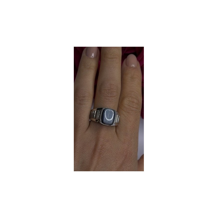 Men's 925 Sterling Silver Simulated cats Eye & Diamonds Ring Size 10