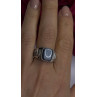 Men's 925 Sterling Silver Simulated cats Eye & Diamonds Ring Size 10