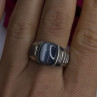 Men's 925 Sterling Silver Simulated cats Eye & Diamonds Ring Size 10