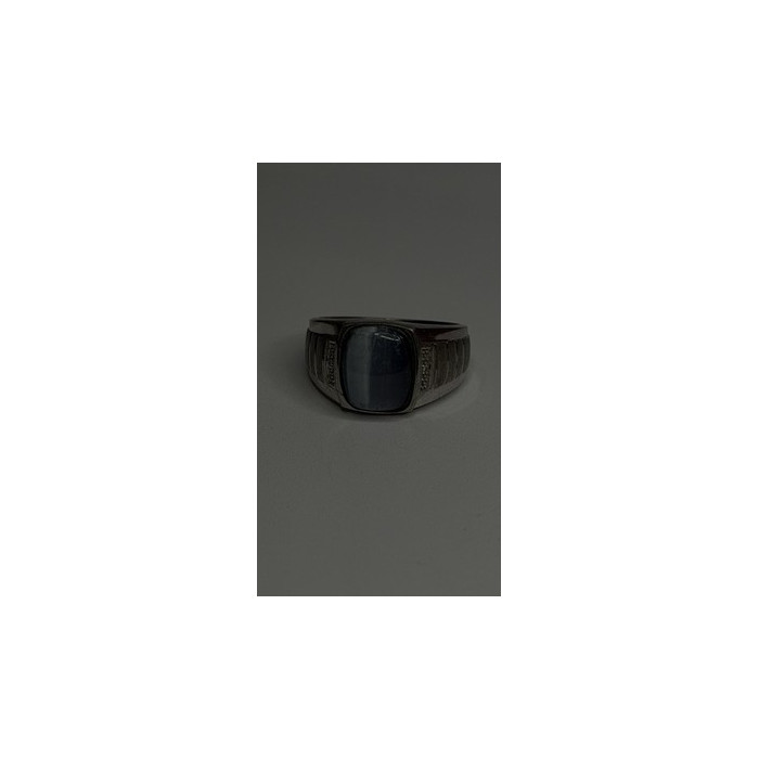 Men's 925 Sterling Silver Simulated cats Eye & Diamonds Ring Size 10