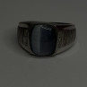 Men's 925 Sterling Silver Simulated cats Eye & Diamonds Ring Size 10