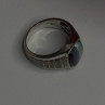 Men's 925 Sterling Silver Simulated cats Eye & Diamonds Ring Size 10