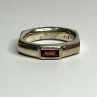 925 Sterling Silver Signet-Style Red Garnet Ring Size 6