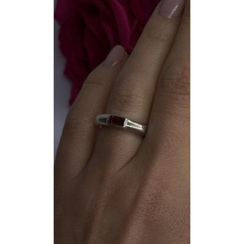 925 Sterling Silver Signet-Style Red Garnet Ring Size 6